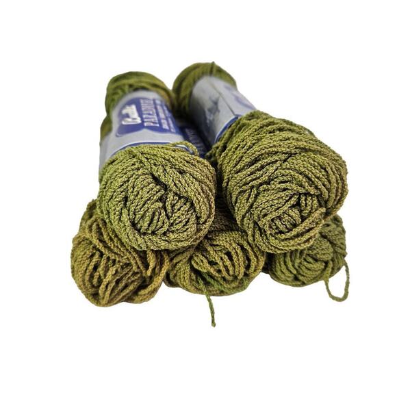 Bucilla Paradise Knitting Yarn Lot of 5 Skeins Olive Green 449 Acetate Nylon Vtg - Picture 2 of 6